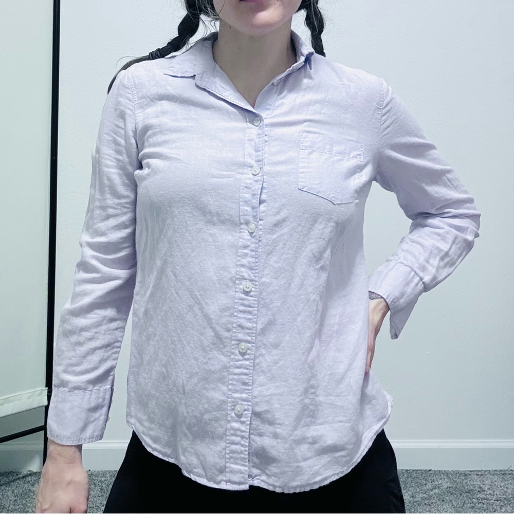 J. Crew linen-cotton shirt Signature Fit in lavender - Picture 4 of 5